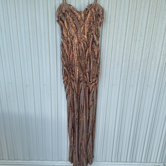 Brown and Gold Sequin Jumpsuit - Picture 5 of 15